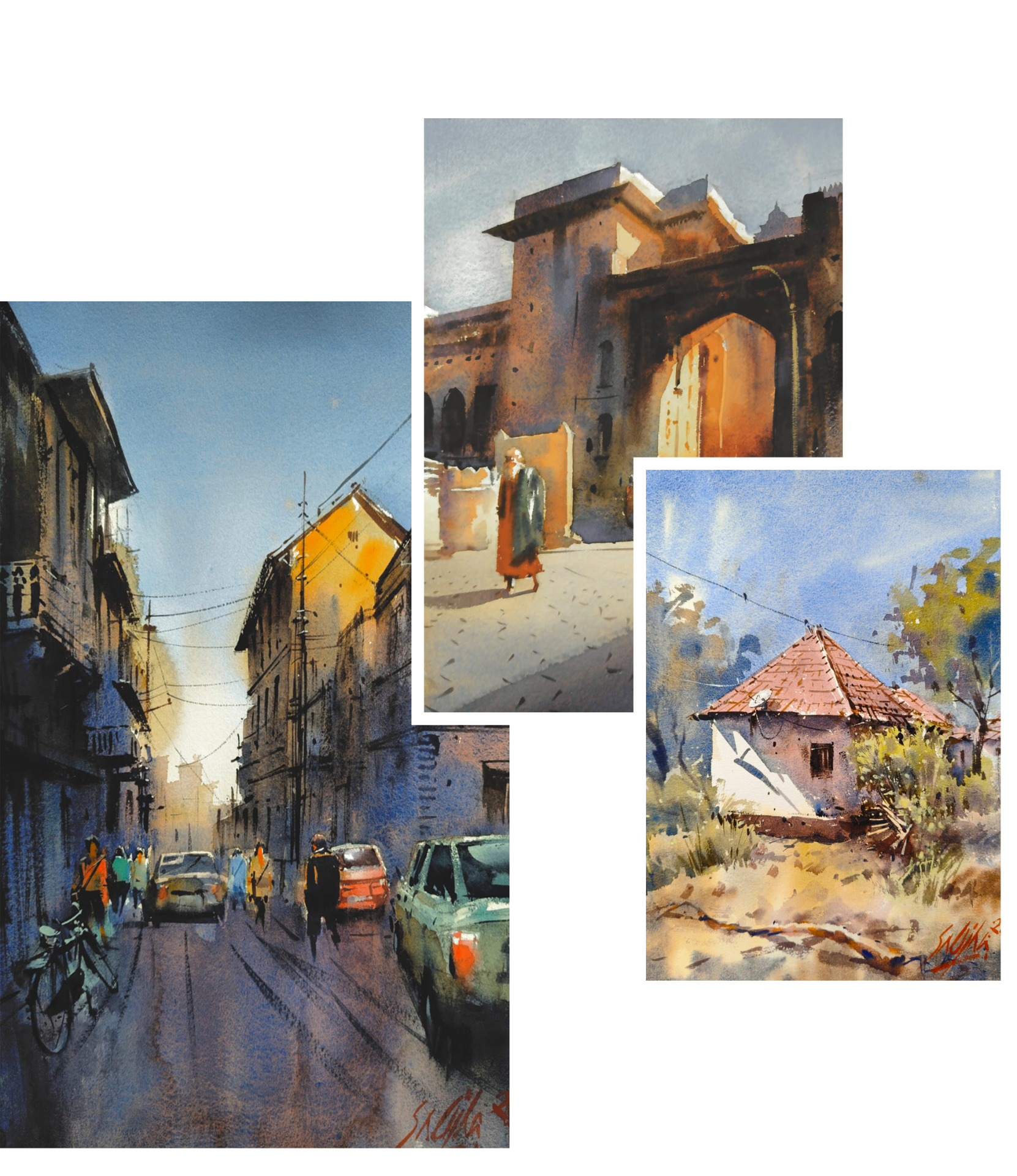 Watercolor paintings by Satya Ojha
